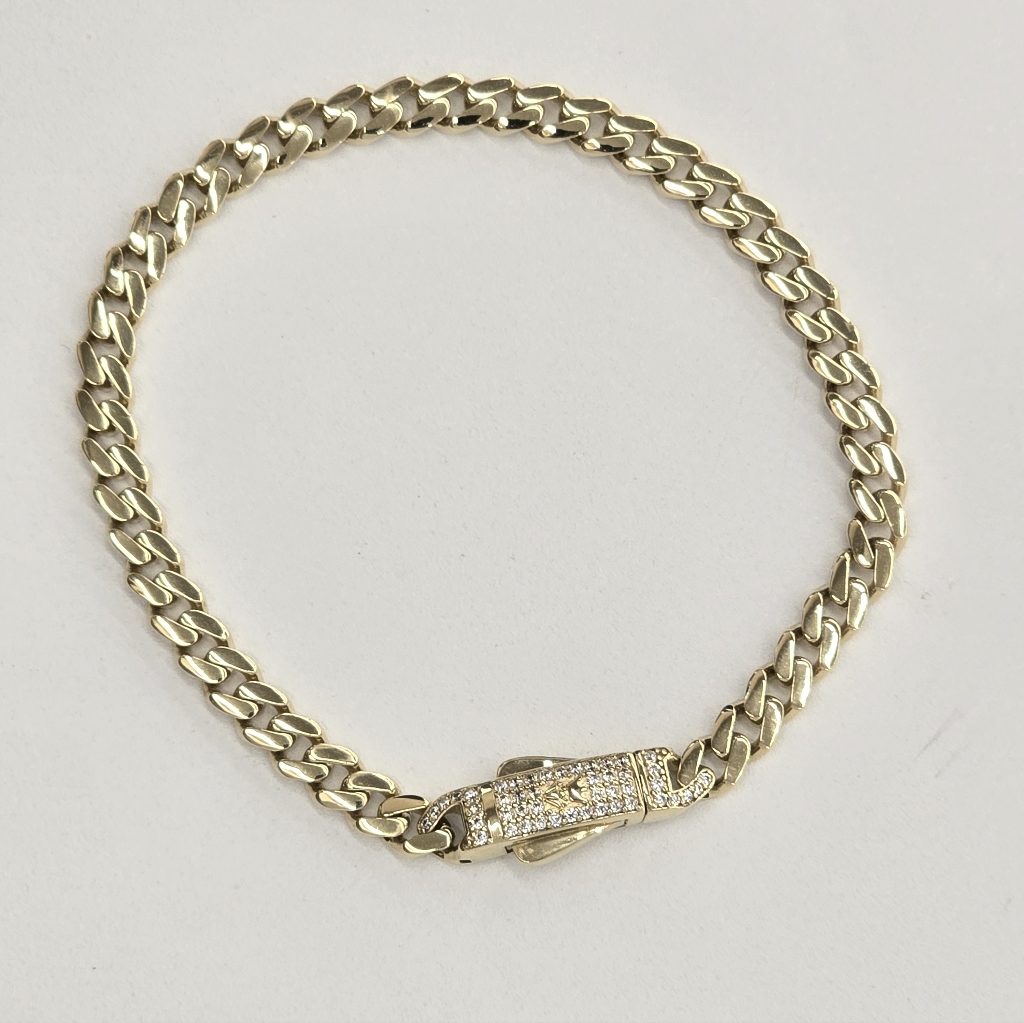 14kt Real Gold Monaco Style Bracelet 52 Mm 8 Inches